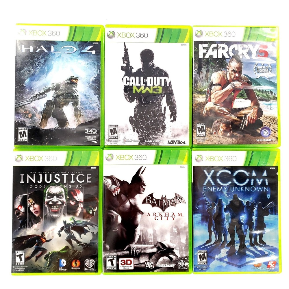 Microsoft Xbox 360 Games Lot Of 6 Halo 4, COD MW3, Farcry 3, Injustice, Batman